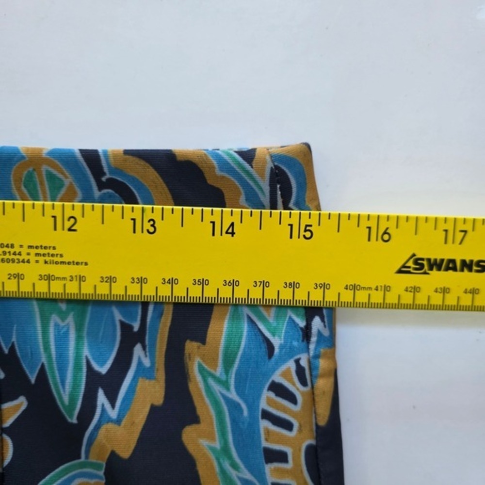 ECI New York Pencil Skirt Small S Blue Paisley Print Skirt Slit Back - Picture 5 of 7